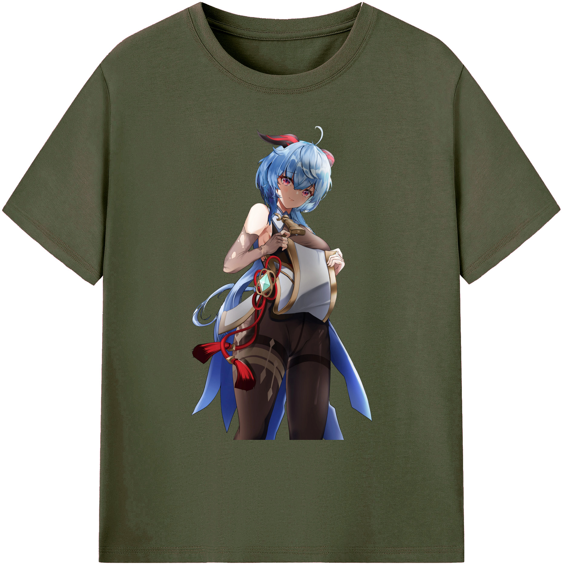 げんし神 甘雨 かんう genshin Ganyu 綿100％ メンズ半袖Tシャツ｜肌触りやわらか＆通気性